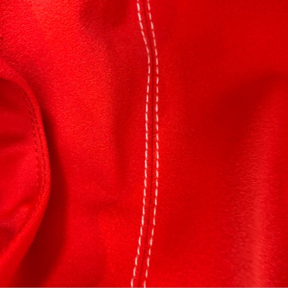 DONNA MORGAN. Orange Sleeveless Partial Front Zip Bodycon Midi Dress Size 12 - Picture 7 of 7